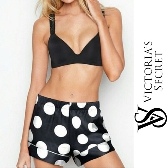 Victoria's Secret | Black and White Polkadot Satin Sleep Shorts | Size Small - Picture 1 of 10